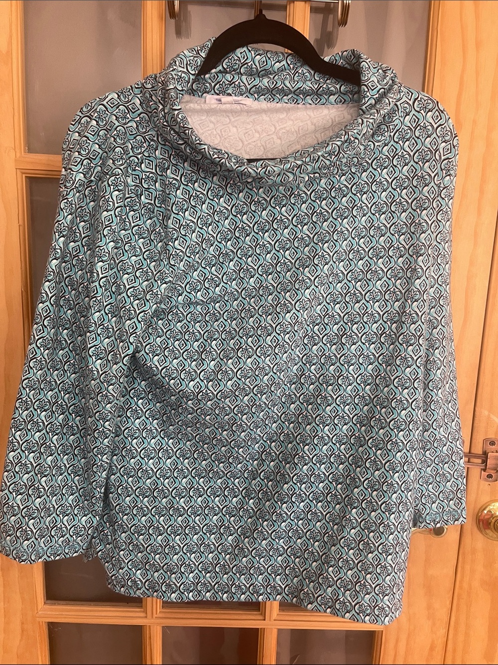 104. T by Talbots Geometric Pattern Pullover Top